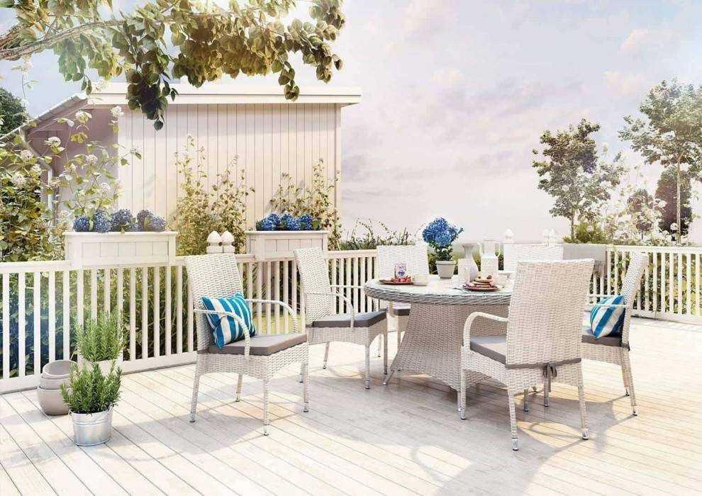 Záhradný stôl so stoličkani RONDO Ø130 biela