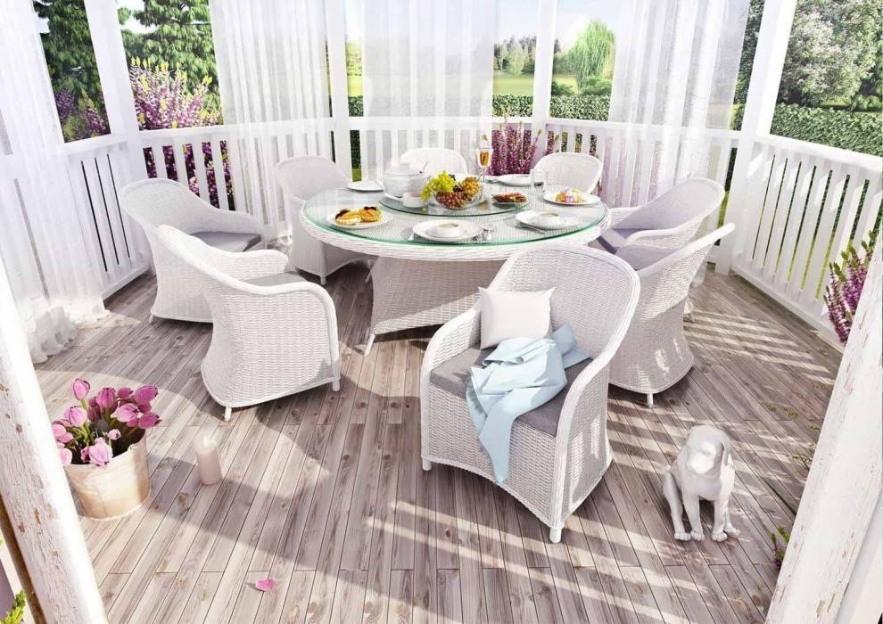 Záhradný ratanový stôl RONDO biela