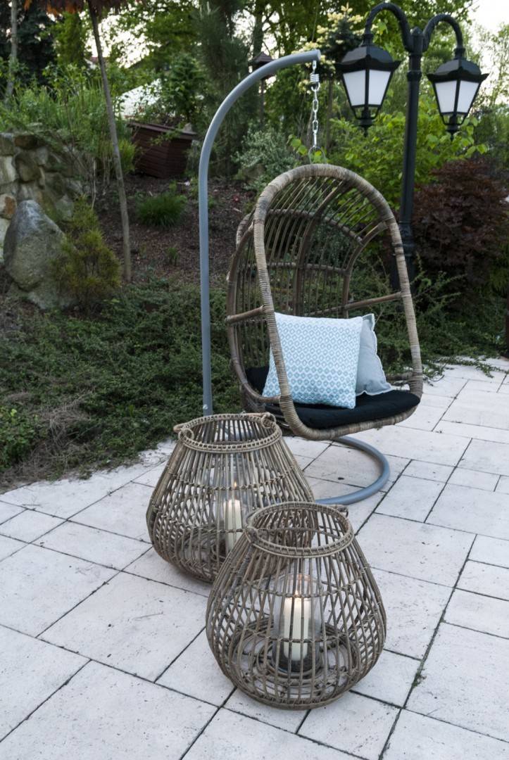Záhradný okrúhly lampáš CAEN ⌀54cm x výška 48cm natural