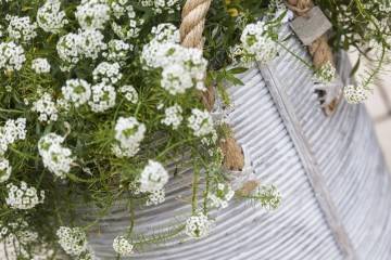 Záhradný ratanový kvetináč AMIENS ⌀40cm  výška 45cm biely