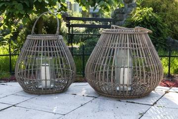 Záhradný okrúhly lampáš CAEN ⌀64cm x výška 53cm natural