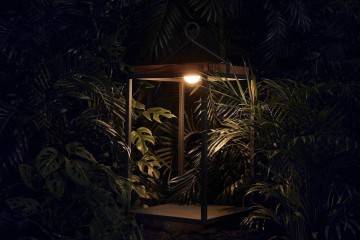 Záhradný lampáš Mrs. Solar Coco teak antracit XL