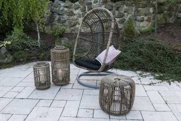 záhradný ratanový stolík / taburet CANNES 52 cm prana biela