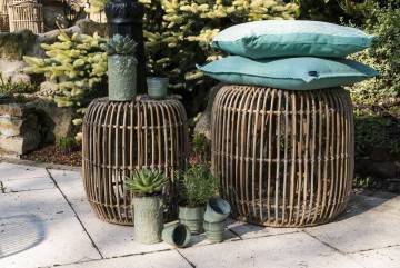 záhradný ratanový stolík / taburet CANNES 35 cm natur