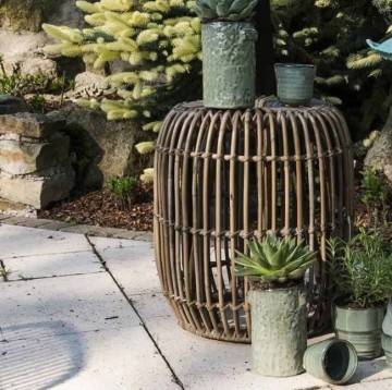 záhradný ratanový stolík / taburet CANNES 35 cm natur
