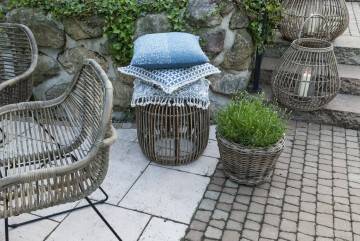 záhradný ratanový stolík / taburet CANNES 52 cm natur