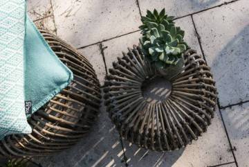 záhradný ratanový stolík / taburet CANNES 52 cm natur