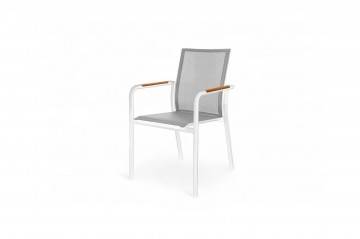Záhradná hliniková stolička SOLLER teak biela
